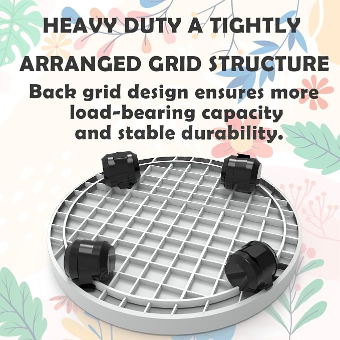 WanderingDonkey 2 PCS 14.1 INCH Rolling Plant Stand Pot Trolley,Heavy Duty Plant Caddy with Wheels,Wheeled Planter Saucer Tray,Potted Flower Mover Dolly with Casters Round Coaster