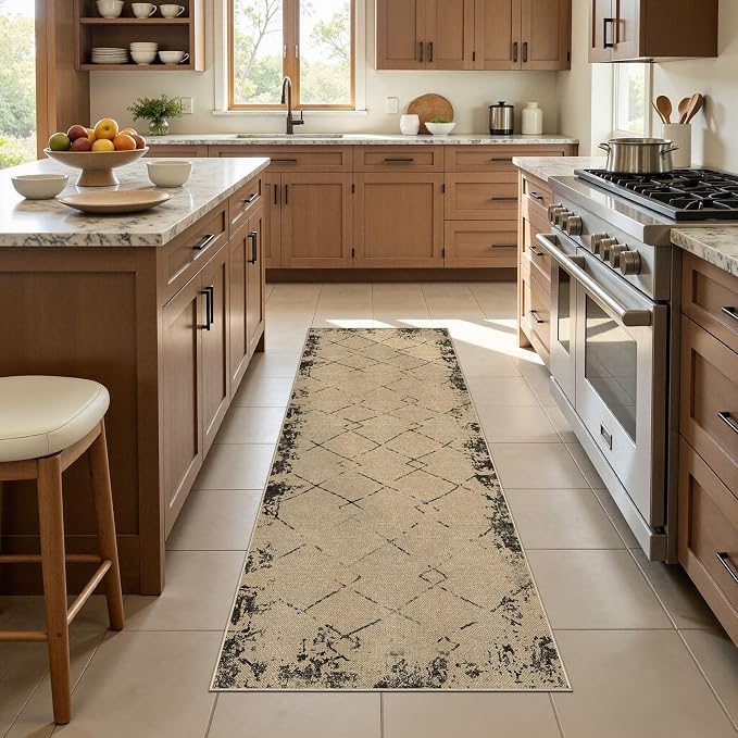 UERMEI 2x6 Outdoor Jute Runner Rug Neutral Washable Modern Brown | Patio Non Slip Indoor Runners Carpet for Hallway Kitchen Bedroom Porch Laundry Bathroom