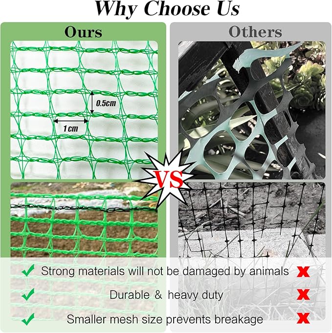 Garden Fence Temporary Fence, 4'x65' with 50 Zip Ties, Plastic Fencing Safety Fence Snow Fence, Construction Fencing for Garden Fencing, Animal Barrier, Poultry, Deer, Patio, Green