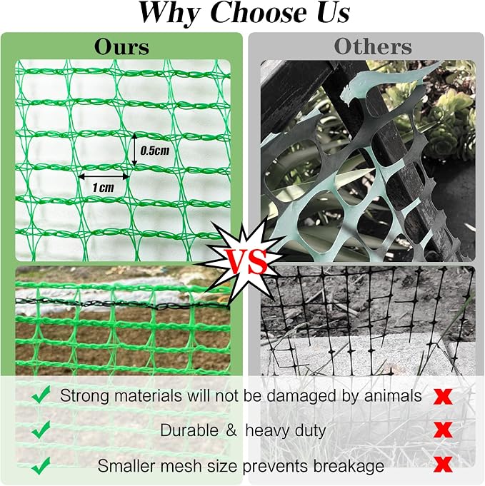 Garden Fence Temporary Fence, 4'x30' with 50 Zip Ties, Plastic Fencing Safety Fence Snow Fence, Construction Fencing for Garden Fencing, Animal Barrier, Poultry, Deer, Patio, Green