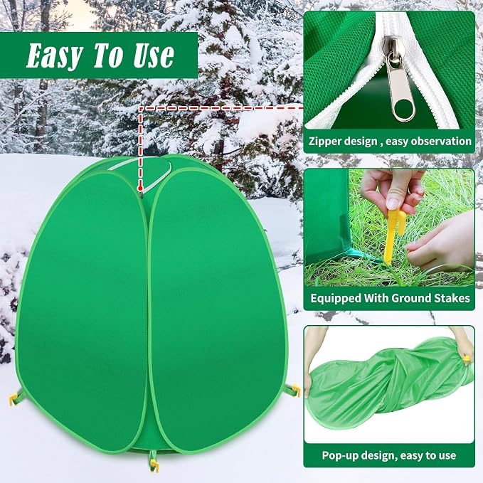 4 Pack Plant Covers Freeze Protection, 28x28x33" Winter Shrub Frost Covers for Outdoor Plants, Warm Plant Protectors Tent for Protecting Fruit Tree Potted Plants and Shrub from Freezing Animals Eating