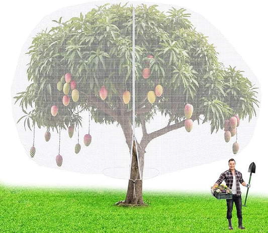 12 x 16 ft Large Fruit Tree Netting for Protecting Fruit from Squirrels Birds Bug Deer & Rat Garden Mesh Netting with Zipper and Drawstring Tree Covers for Blueberry Peach Apple Garden Bushes
