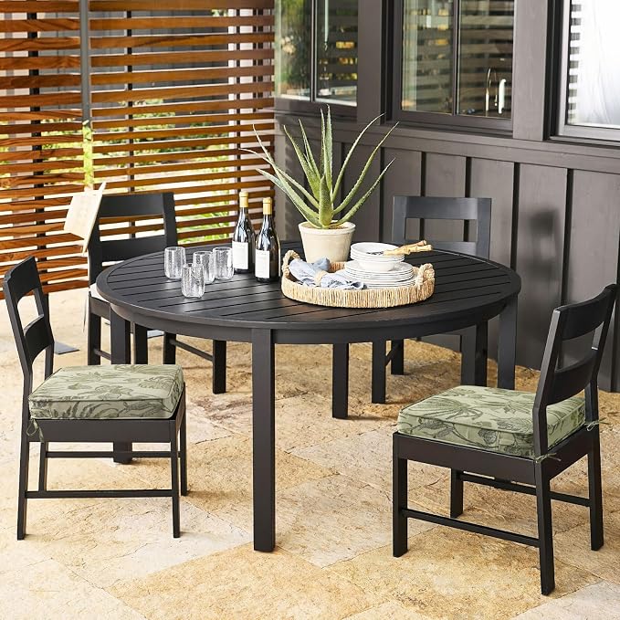 Outdoor Square Corner Seat Cushion, 19"x19"x3", Set of 4, Non Slip Seat Cushion Pads with Removable Cover for Patio Furniture, Garden Yard Lawn, Dark Green Vine