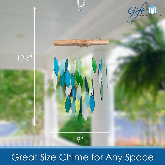 Blue Handworks Ocean Waterfall Glass Wind Chime | Handcrafted Waterfall Glass Wind Chime in Royal Blue, Sky Blue, Teal and Frosted White