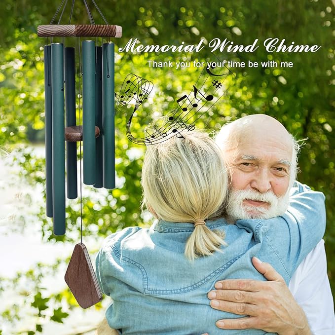 Large Wind Chimes for Outside, 30" Aluminium Wind Chime with Wind Catcher, Outdoor Garden Patio Decoration Windchimes, Classic Zen Gift for Men and Women Green