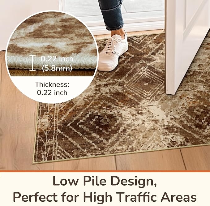 2'x8' Washable Area Rug for Living Room Runner Cow Print | Soft Western No Slip Low Pile Print Foldable Indoor Small Rug for Kitchen entrance entryway hallway