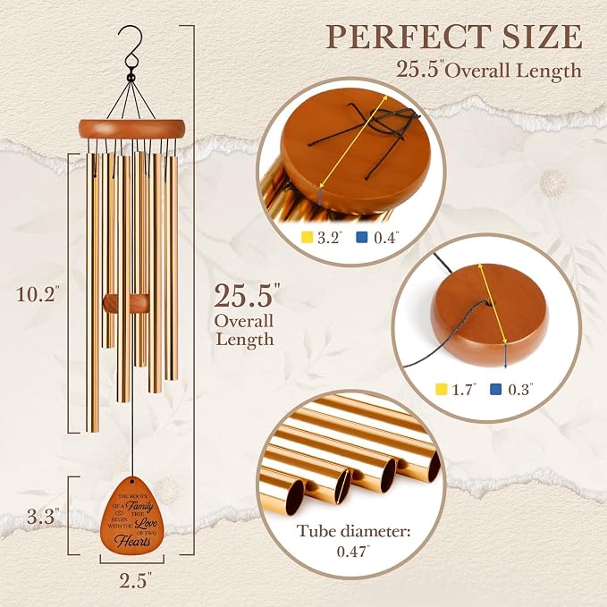 Leebbsin 60th Wedding Anniversary Wind Chime, Happy 60th Anniversary Romantic Gifts for Couple, Parents, Wife, Husband, Friends, Diamond Wedding Anniversary's Keepsake Gifts Ideas
