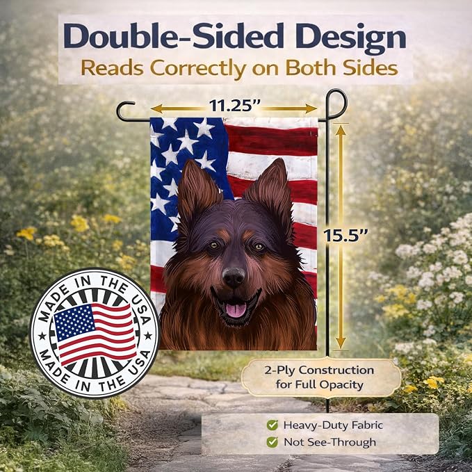 Caroline's Treasures CK6445GF Bohemian Shepherd American Flag Garden Flag Mailbox Flag Decorative Yard Flag Banner Outside Patio Artwork Yard Flower Beds, Garden Size, Multicolor