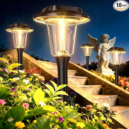 2026 New Solar Pathway Lights, 8 Pack Solar Lights Outdoor, Waterproof IP65, Upgraded Bright LED, Auto On/Off, Modern Garden Lights, Solar Powered Light for Yard, Lawn, Walkway, Driveway, Patio Decor
