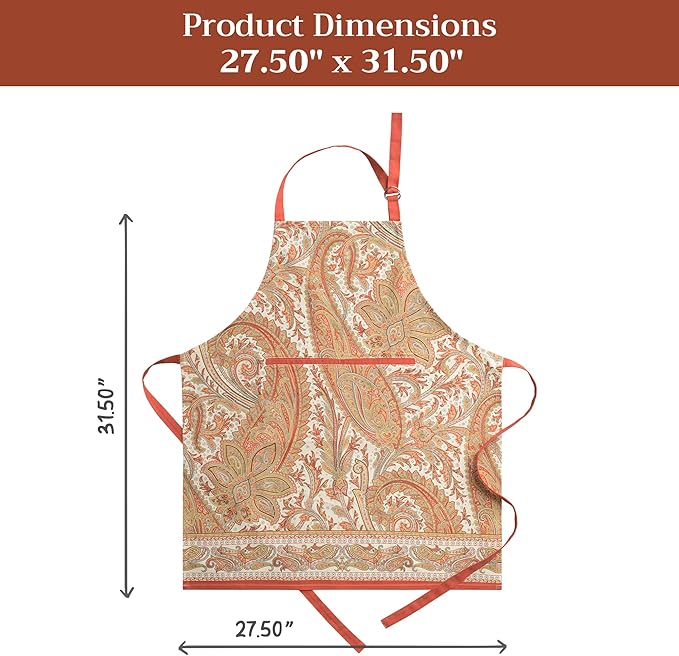 Maison d' Hermine Aprons for women with Pocket 100% Cotton (27.50"x31.50") | Adjustable Neck Strap & long ties Apron Men Chef Wedding Cooking Gardening Server Maid