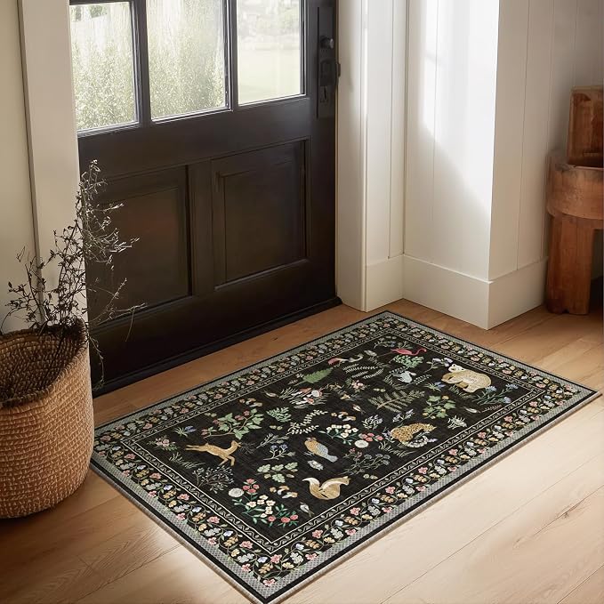 2x3 Washable Area Rugs for Entryway: Door Mat Indoor Entrance Small Throw Rug Non-Slip Low Pile Soft Kitchen Rug for Front Door Indoor Entrance Entry Bedside Kids Room