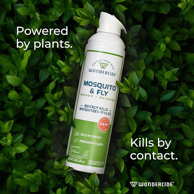 Wondercide - Mosquito and Fly Aerosol Spray - Fly, Gnat, Flying Bug, Mosquito Killer with Natural Essential Oils - Quick Kill for Outdoor and Indoor Areas - Pet and Family Safe - 10 oz - 2 Pack