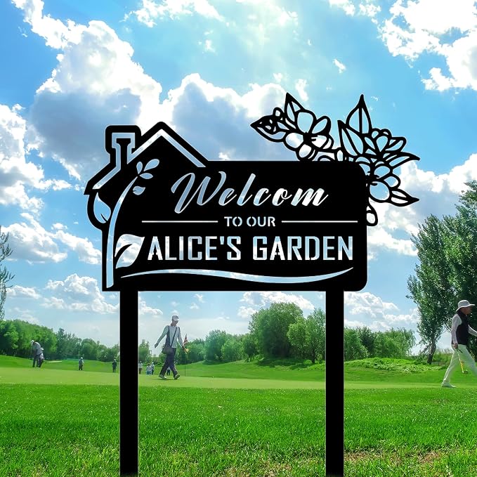 Family gifts ，Custom Signs Outdoor, Personalized Garden Sign, Metal Garden Stake Sign, Metal Garden Sign,Custom Gardener Name Signs,Metal Yard Art,Gardening Gifts,Yard Decor