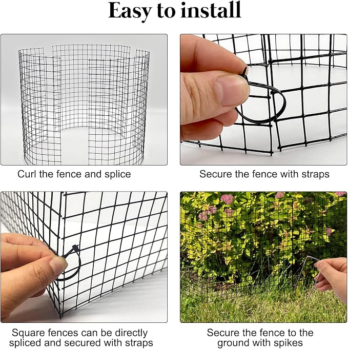 10 Pack Round Plant Protector from Animals, 12'' x 12'' Metal Plant Cages，30Pcs Metal Mesh to Keep Animals Out, Garden Protection Bunny Barricades, Wire Plant Protectors for Rabbits Chicken Duck