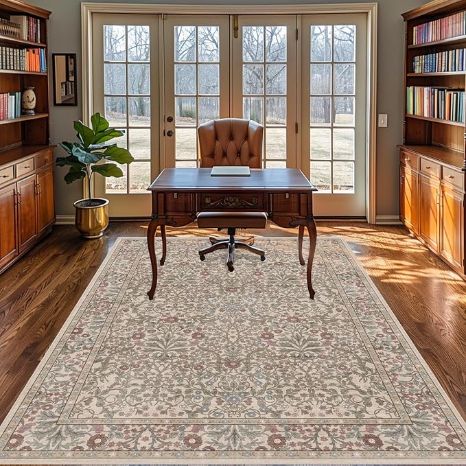 4x6 Area Rug for Bedroom Beside Rug, Laundry Room, Entryway, Kitchen, Washable Non-Slip Low Pile Ultra Soft Stain Resistant Carpet (Moss)