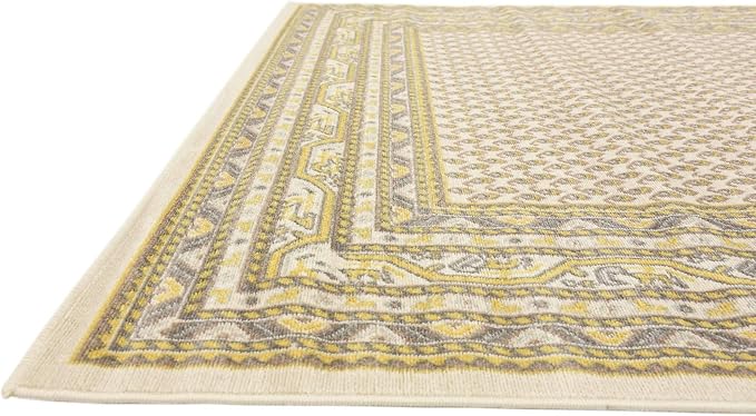 Unique Loom Williamsburg Collection Traditional Border with Dotted Center Area Rug, Rectangular 6' 0" x 9' 0", Beige/Yellow