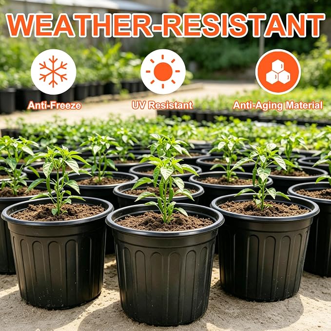 HECTOLIFE 50-Pack 3 Gallon Flexible Flower Plant Nursery Pots, Thickened Soft Plastic Seed Starting Container for Succulents, Seedlings, Cuttings, Transplanting,(Black)