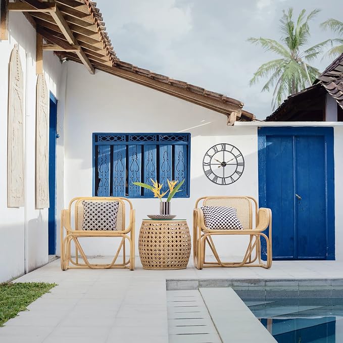 ADecor Outdoor Clocks for Patio, Large Outdoor Pool Clock, Vintage Metal Outdoor Clock Silent Battery Operated, European Industrial Skeleton Wall Clock for Backyard/Garden/Fence, 18 in