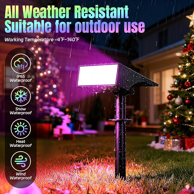 WENATY Solar Spot Lights Outdoor Color Changing, [7 Mode/12 Pack] Christmas Landscape Spotlights, Solar Lights Outdoor Waterproof,Led Powered Flood Light for Halloween Pathway Yard Garden Tree Walkway