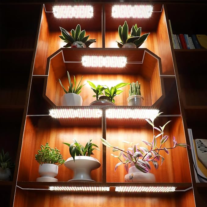 6Pack 2026 Ultra-Thin Panel Grow Lights for Seed Starting, Vegetables, Greenhouse & Under Cabinet & Shelf Plants with Timer 4/8/12/16/20H, Free Connect Full Spectrum Indoor LED Plant Growing Lamps