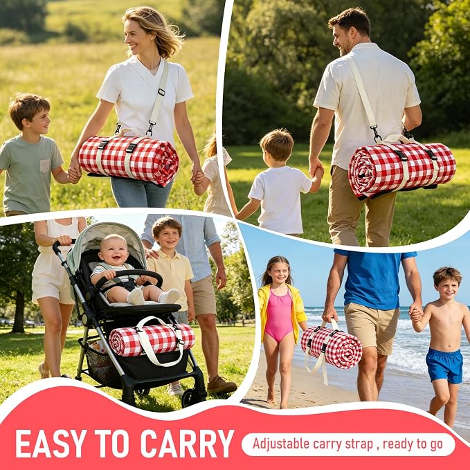 Picnic Blankets Waterproof Sandproof, Extra Large Waterproof Sandproof Foldable Compact Beach Blanket, Easily Foldable and Portable Picnic Mat, Lawn Blanket for Concert, Grass, Hiking, Travel, Indoor