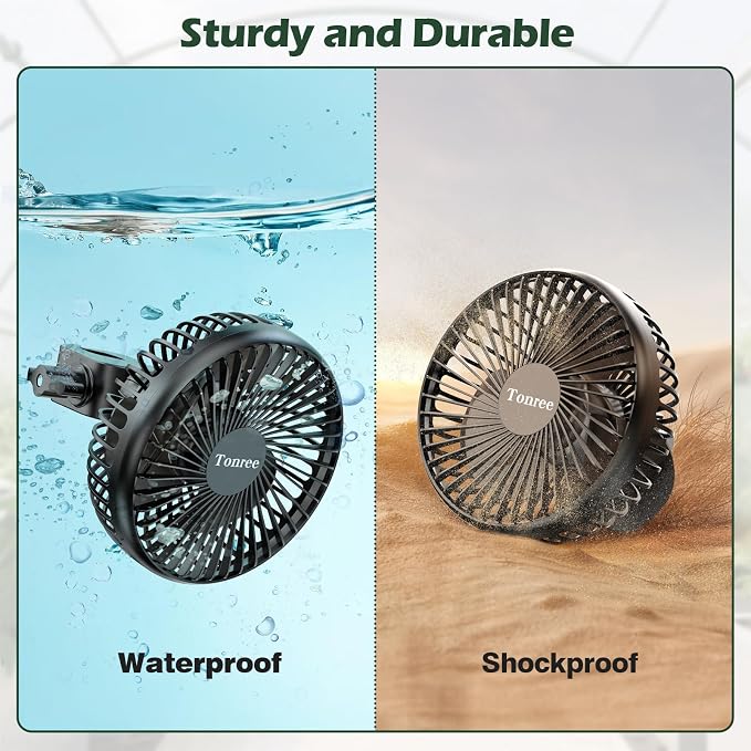 Grow Tent Fan 2 Pack, 5.5" Greenhouse Clip Fan with Brushless Motor and Non-slip Clamp, Strong Airflow and Low Noise, 360° Tilt, Easy Mount for Plant Hydroponics Circulation Cooling Ventilation