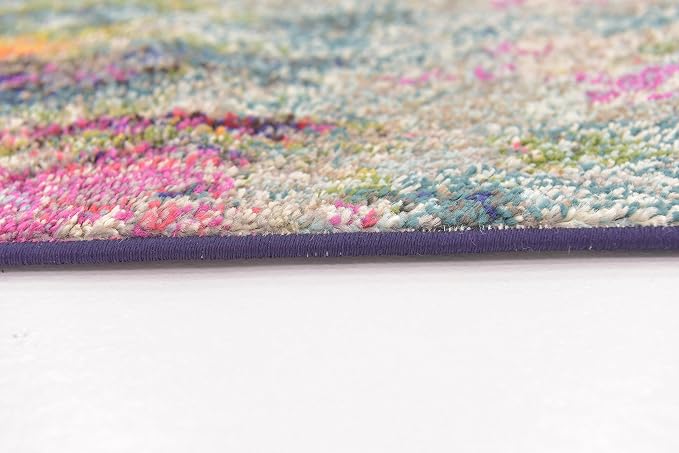 Unique Loom Chromatic Collection Modern Colorful & Vibrant Abstract Area Rug For Any Home Décor (2' 2 x 6' 7 Runner, Multi/ Light Blue)