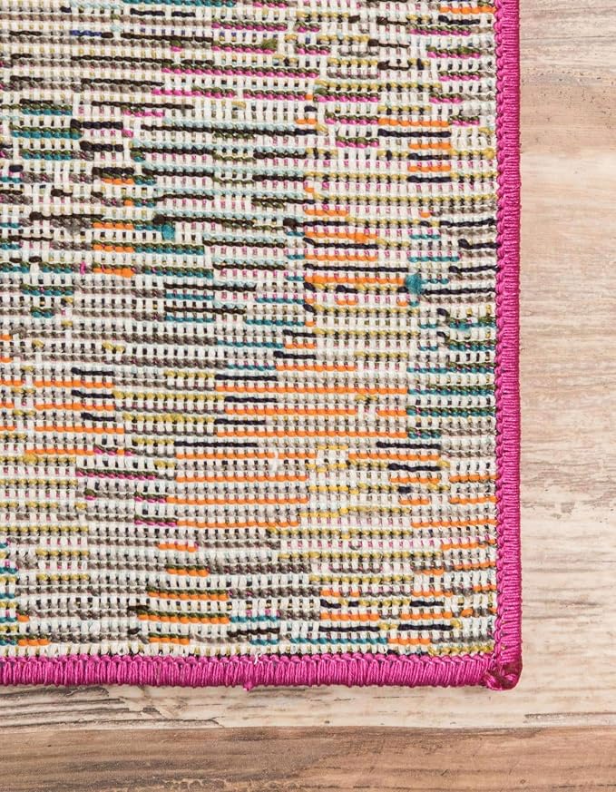Unique Loom Jardin Collection Colorful, Vibrant, Abstract, Modern Area Rug (2' 7 x 12' 0 Runner, Multi/Blue)