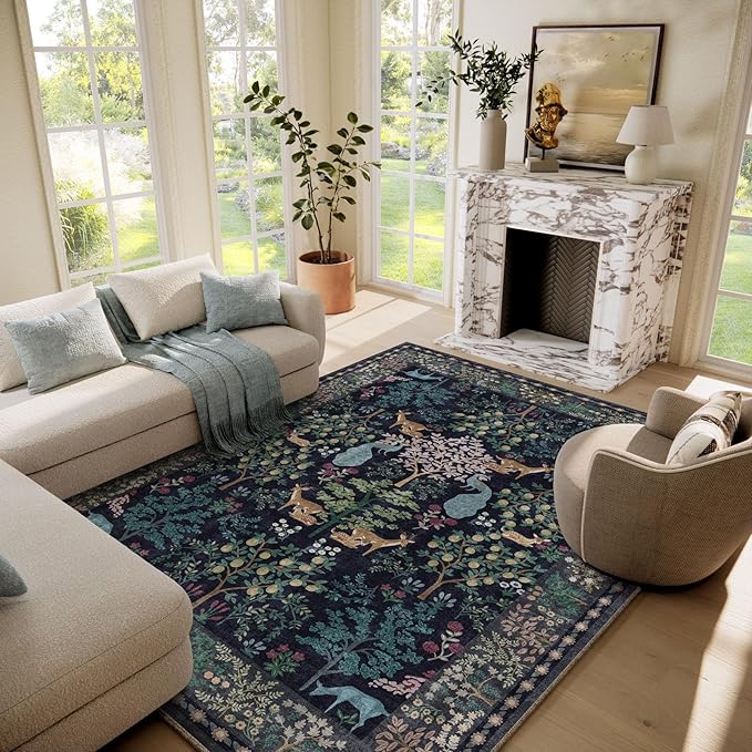 6x9 Area Rugs for Living Room: Washable Bedroom Rug Stain Resistant Non Slip Low Pile Lightweight Soft Carpet Rugs for Dining Room Kitchen Nursery Kids Room Playroom Home Office Indoor