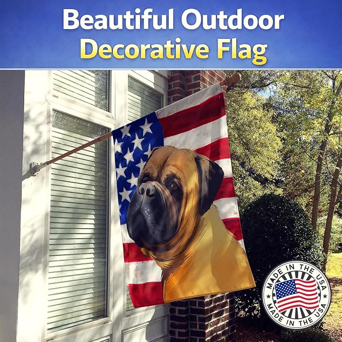 Caroline's Treasures CK6469CHF Bullmastiff Dog American Flag House Flag Large Porch Sleeve Pole Decorative Outside Yard Banner Artwork Wall Hanging, Polyester, House Size, Multicolor