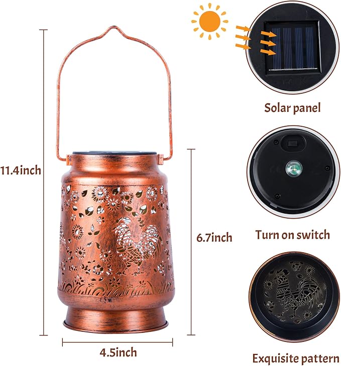 Birthday Gifts for Women Mom Grandma, Chicken Solar Lanterns Outdoor Waterproof, Hanging Solar Lights for Yard Patio Lawn Garden Decor