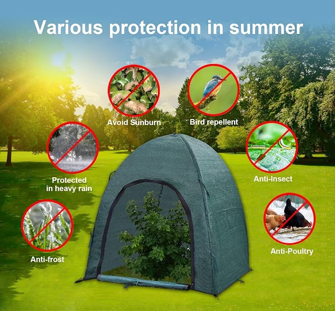 Winter Plant Covers for Snow and Ice Protection Shrub Cover Freeze Protection Plant Tent Protect Outdoor Plant and Potted Plant from Snow Frost Sun and Animal with Zipper Door 22*22*22 (2Packs)