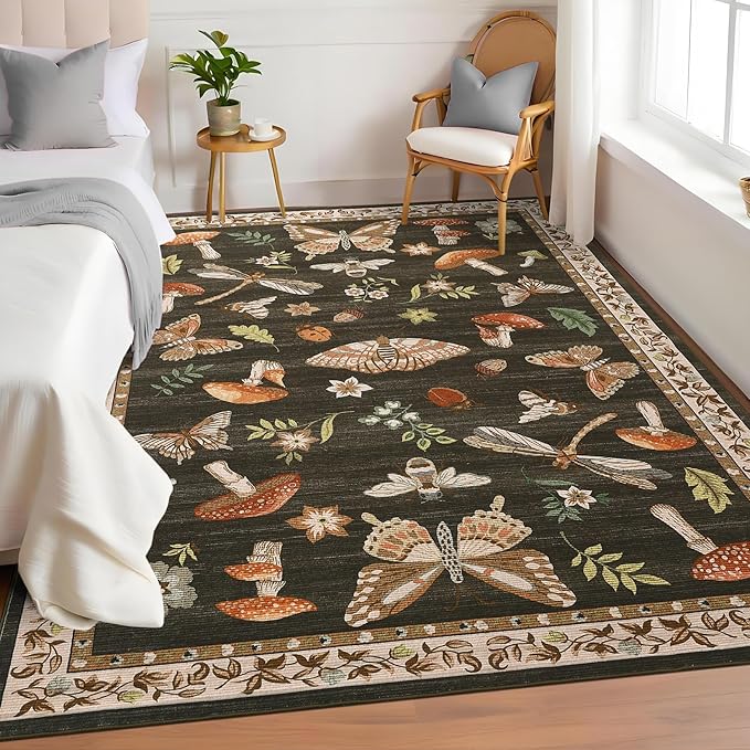 ROYHOME Mushroom Rug Black