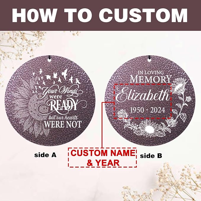 ASTARIN Personalized Memorial Wind Chime for Loss of Loved One 30/36/45 inch, Sympathy Deep Tone Wind Chimes for Mom Dad/Mother Father, Remembrance Gifts for Grief Condolence Funeral, Made in Texas