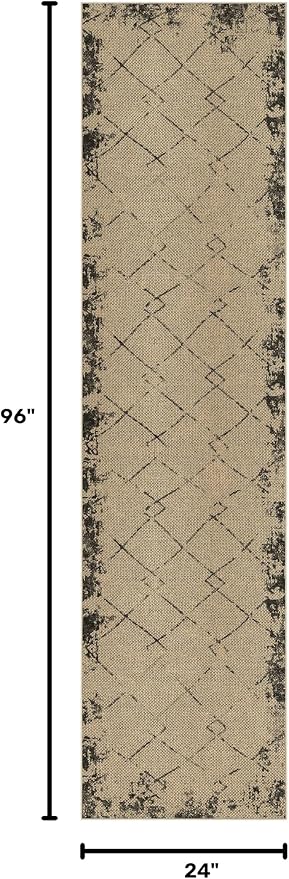 UERMEI 2x8 Outdoor Jute Runner Rug Neutral Washable Modern Brown | Patio Non Slip Indoor Runners Carpet for Hallway Kitchen Bedroom Porch Laundry Bathroom