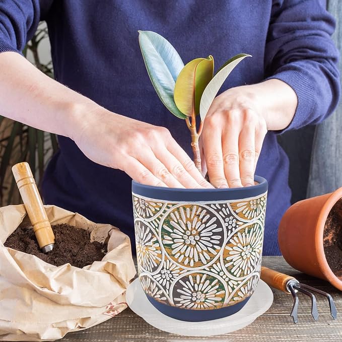 2 Pack of 25 26 inch Extra Large Clear Plant Saucer, Extra Deep 4.2" Tray for Flower Pot, Heavy Sturdy Plant Drainage Tray for Indoors, Bird Bath Bowls, Plant Plate Water Catcher for Pots (26", Clear)