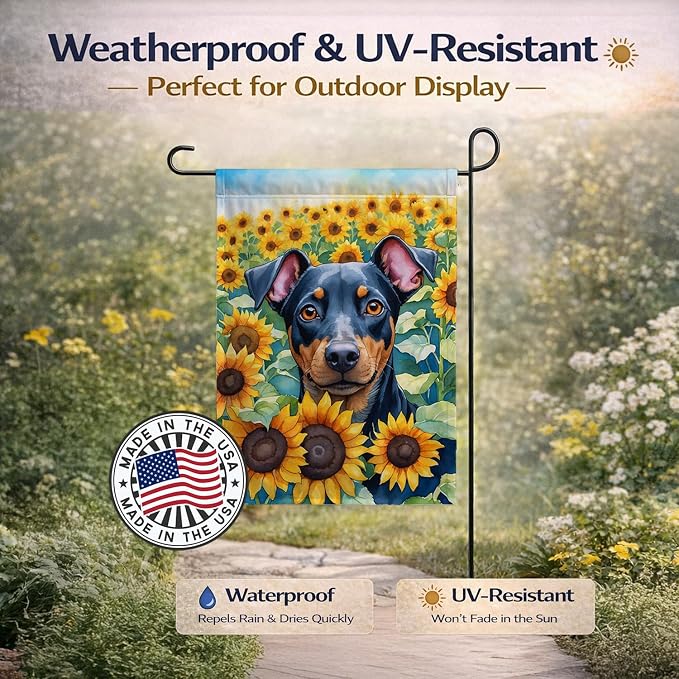 Caroline's Treasures DAC6119GF Manchester Terrier in Sunflowers Garden Flag Mailbox Flag Decorative Yard Flag Banner Outside Patio Artwork Yard Flower Beds, Garden Size, Multicolor