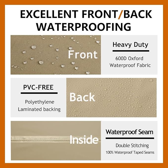 Heavy Duty Outdoor Sectional Sofa Cover, Waterproof 600D Patio Sectional Couch Covers, Lawn Patio Furniture Cover (Desert Khaki, 100"x130"(L-Shaped-Left Facing))