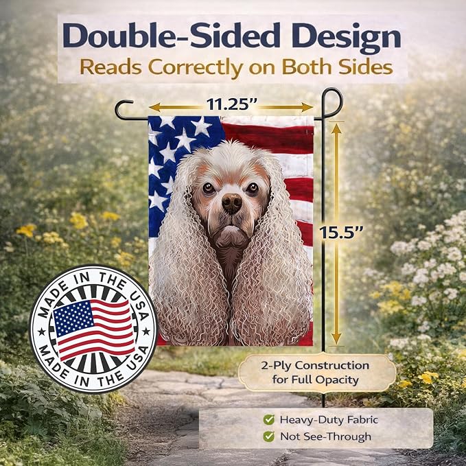 Caroline's Treasures CK6396GF American Cocker Spaniel American Flag Garden Flag Mailbox Flag Decorative Yard Flag Banner Outside Patio Artwork Yard Flower Beds, Garden Size, Multicolor