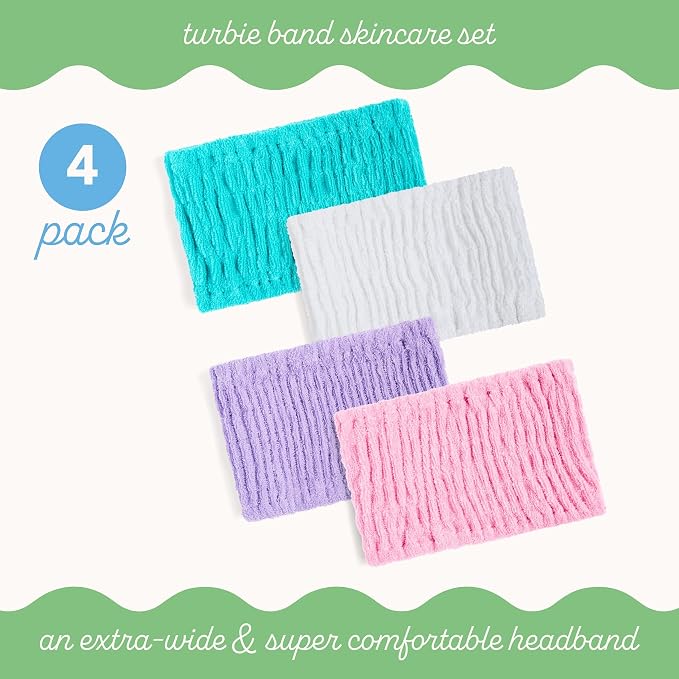 Turbie Twist 4-Pack Cotton Headbands – Extra-Wide, Comfy, All Hair Types, Classics