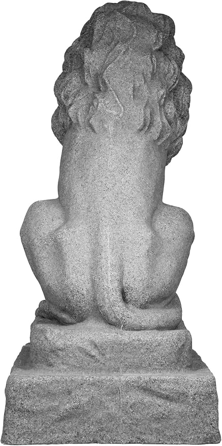EMSCO Group Guardian Lion Statue Natural Granite Appearance Made of Resin Lightweight 28" Height