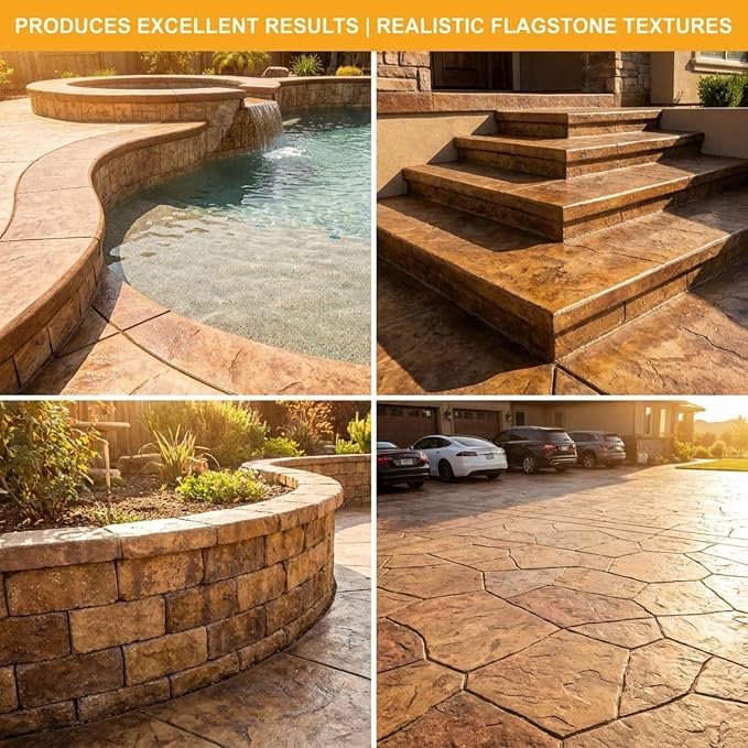 The Original Weathered Flagstone, Concrete Roller Stamp, Stone Texture Roller, Concrete Roller Stamp, and Masonry Form, for decorative concrete patios, driveways, walkways, water features, etc. by SBC