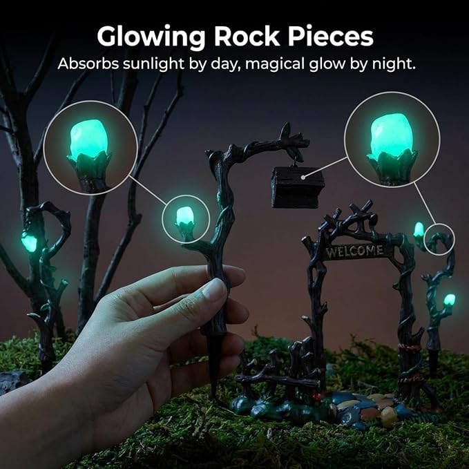 Lulu Decor, Cast Iron Fairy Lamps Garden Decor Fairy Garden Accessories (Set of 7)