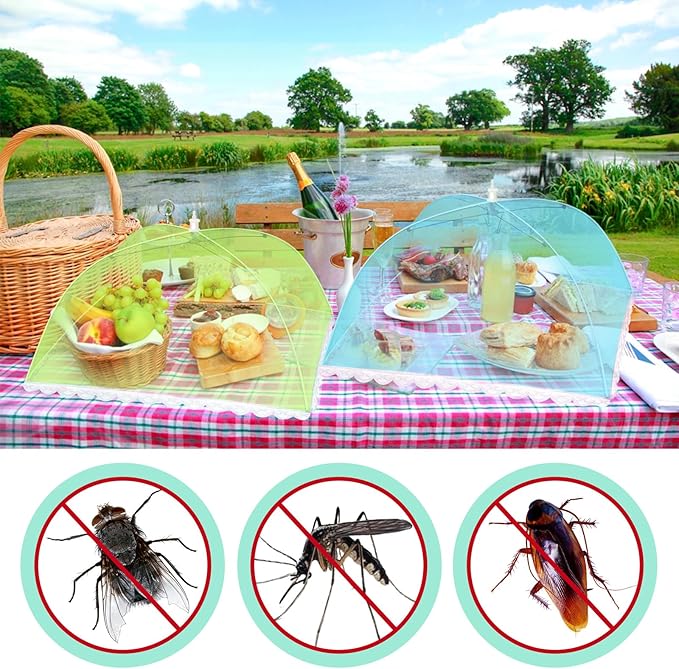 5 Pack Food Cover Tents, Food Covers for Outdoors, Mesh Cover, Reusable and Collapsible Outdoor Picnic Net for Parties Picnics, BBQs, Fruit Covers