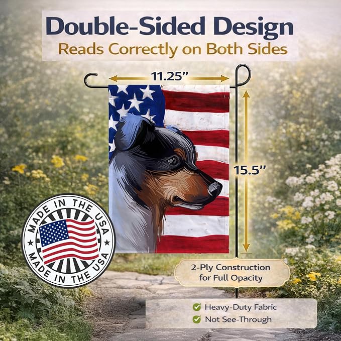 Caroline's Treasures CK6672GF Ratonero Bodeguero Andaluz American Flag Garden Flag Mailbox Flag Decorative Yard Flag Banner Outside Patio Artwork Yard Flower Beds, Garden Size, Multicolor