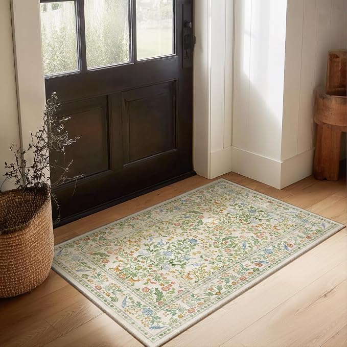 2x3 Washable Area Rugs for Entryway: Throw Small Rug Door Mat Indoor Entrance Non-Slip Low Pile Soft Kitchen Rug for Entrance Front Door Indoor Bedside Kids Room