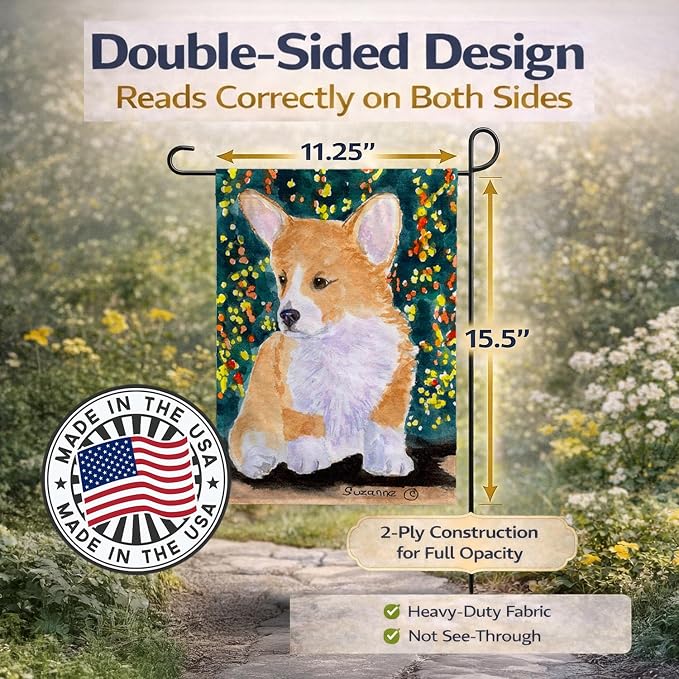 Caroline's Treasures SS8967GF Corgi Garden Flag Mailbox Flag Decorative Yard Flag Banner Outside Patio Artwork Yard Flower Beds, Garden Size, Multicolor