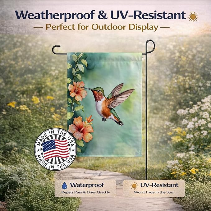 Caroline's Treasures Rufous Hummingbird Garden Flag Mailbox Flag Decorative Yard Flag Banner Outside Patio Artwork Yard Flower Beds, Garden Size, Multicolor