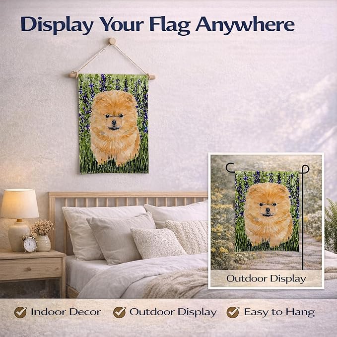 Caroline's Treasures SS8746GF Pomeranian Garden Flag Mailbox Flag Decorative Yard Flag Banner Outside Patio Artwork Yard Flower Beds, Garden Size, Multicolor