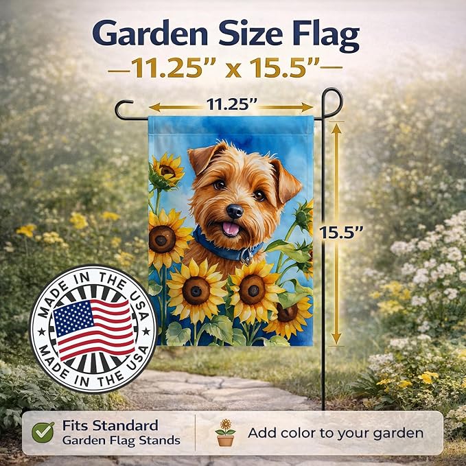 Caroline's Treasures DAC6125GF Norfolk Terrier in Sunflowers Garden Flag Mailbox Flag Decorative Yard Flag Banner Outside Patio Artwork Yard Flower Beds, Garden Size, Multicolor